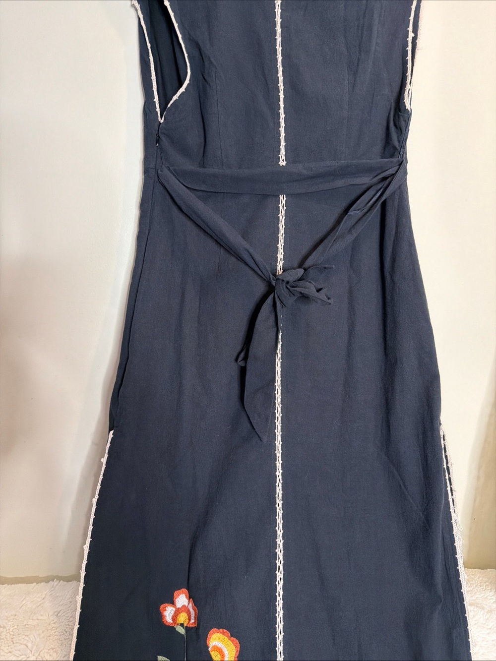 Free People Bo Embroidered Sleeveless Tie Waist Maxi Dress S - Picture 10 of 10